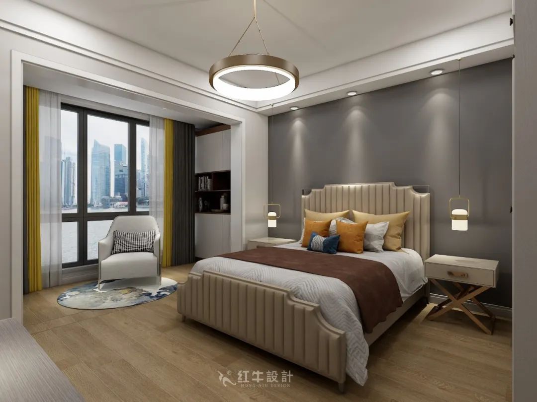 熊皓宇_同曦國際廣場140㎡輕奢風格--改善性住房應(yīng)該這樣設(shè)計09主臥設(shè)計