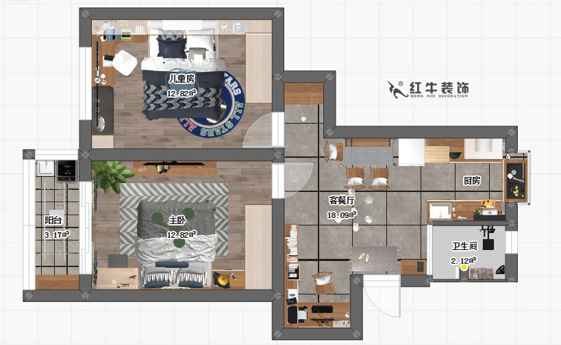 陶陽_小火瓦巷20號(hào)3-2-504-63㎡-現(xiàn)代輕奢風(fēng)格_平面圖