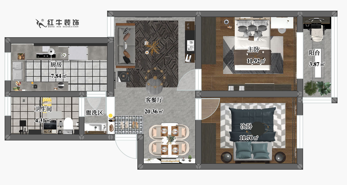 劉小勇_東方城啟明園7-103-75㎡-現(xiàn)代簡(jiǎn)約風(fēng)格_彩平圖