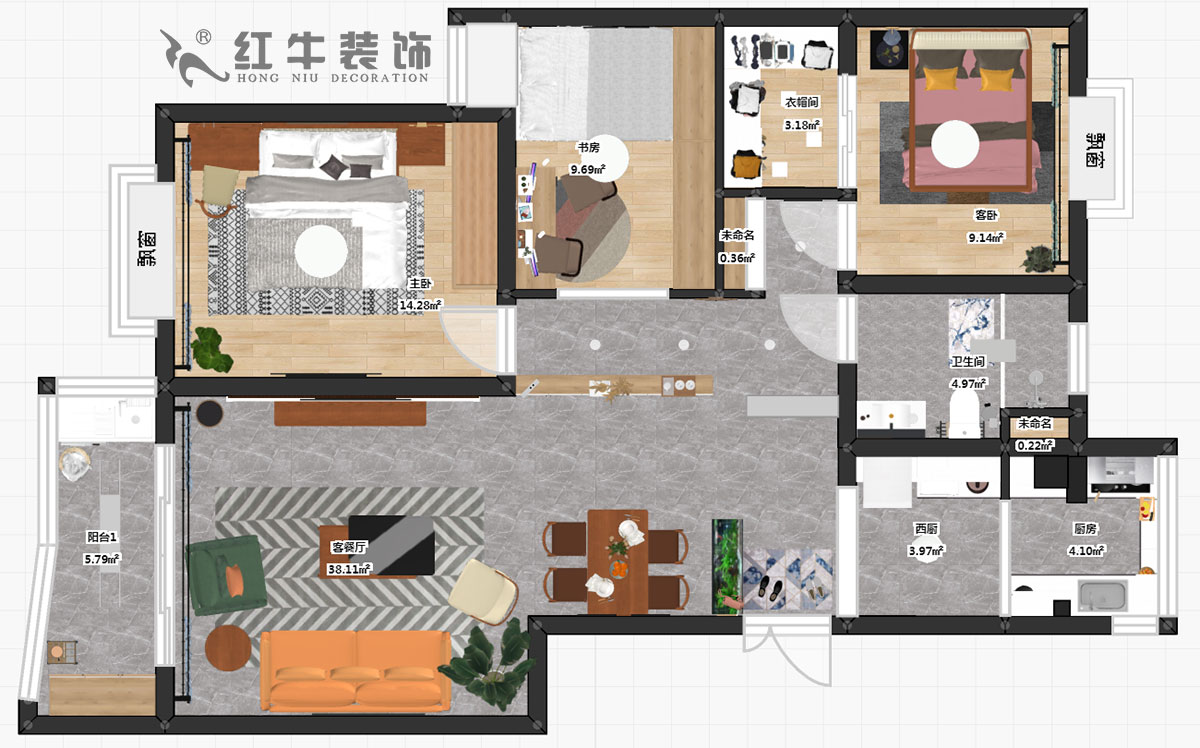 熊浩宇_惠紡園1-1-302-115㎡-現(xiàn)代簡約風(fēng)格_3室2廳1衛(wèi)（老房翻新）_定制家￥128340_全包12萬00_03彩平圖