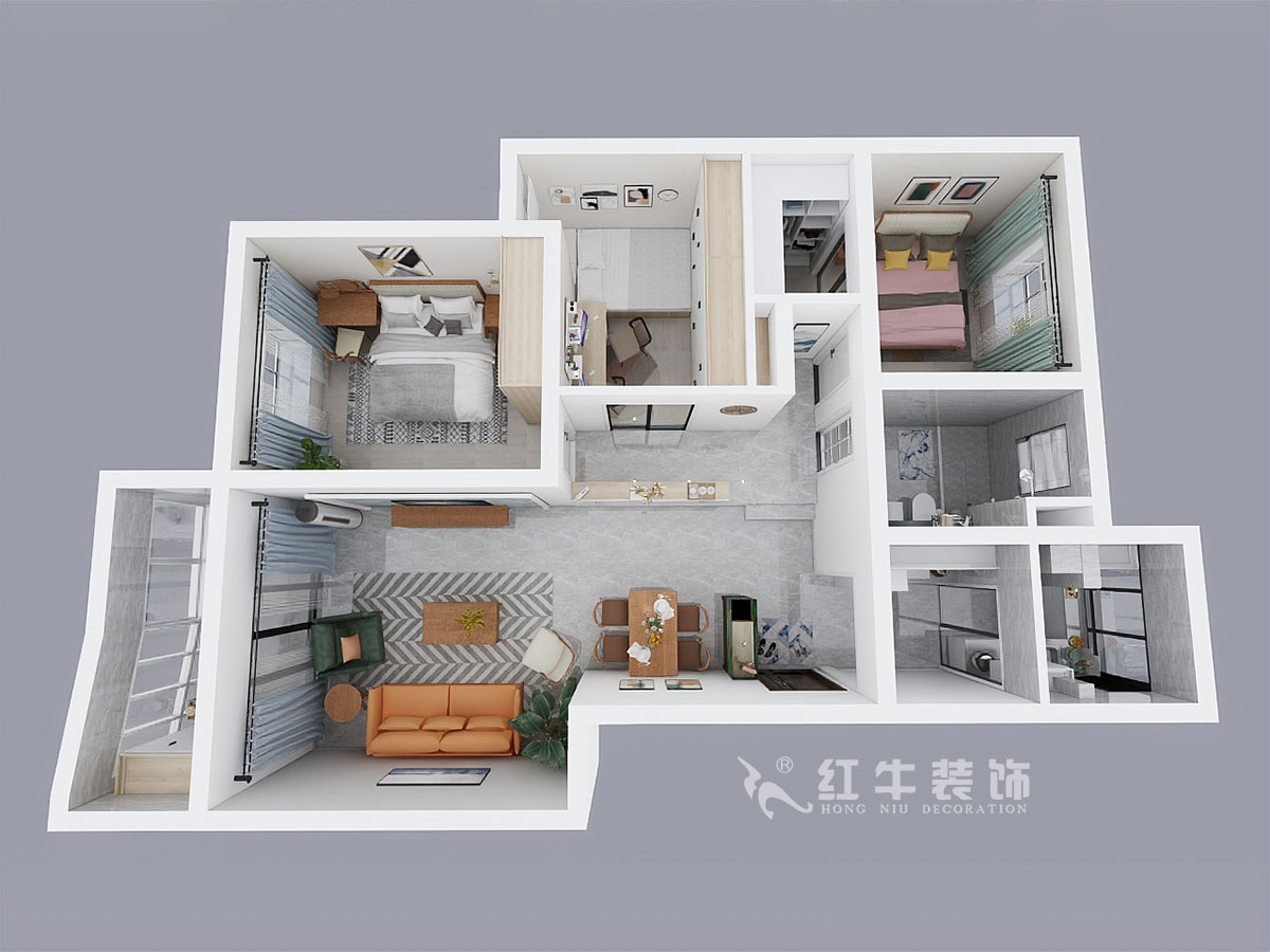 熊浩宇_惠紡園1-1-302-115㎡-現(xiàn)代簡約風(fēng)格_3室2廳1衛(wèi)（老房翻新）_定制家￥128340_全包12萬00_04鳥瞰圖