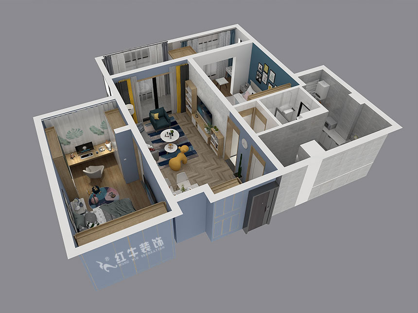 余瑋_中航金城一號7-402-91㎡-北歐風(fēng)格_2室2廳1衛(wèi)（新房裝修）_成品家￥151366_全包15