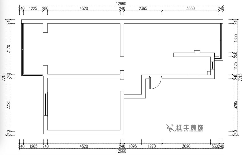 張桐瑋｜天津新村25-304-64㎡-現(xiàn)代簡(jiǎn)美風(fēng)格｜2室1廳1衛(wèi)｜老房裝修｜定制家￥71800｜全包10萬｜00_01原始結(jié)構(gòu)圖