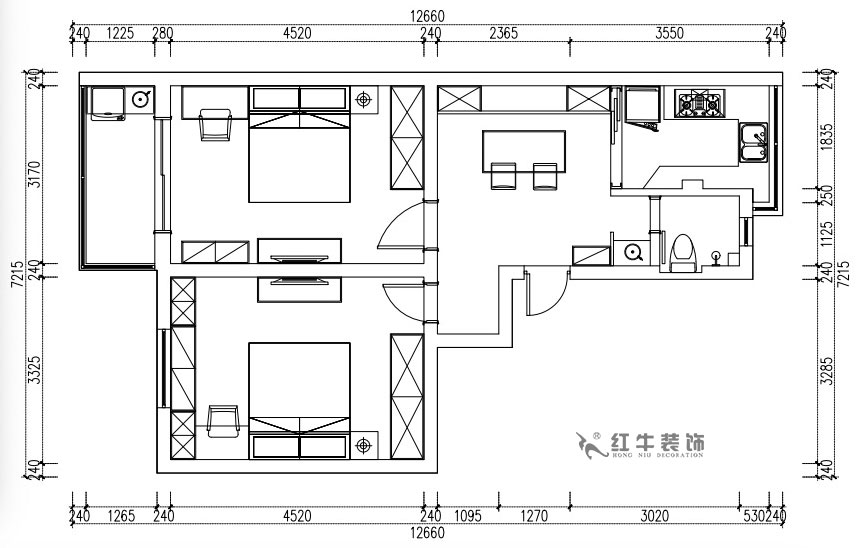 張桐瑋｜天津新村25-304-64㎡-現(xiàn)代簡(jiǎn)美風(fēng)格｜2室1廳1衛(wèi)｜老房裝修｜定制家￥71800｜全包10萬｜00_02平面方案圖