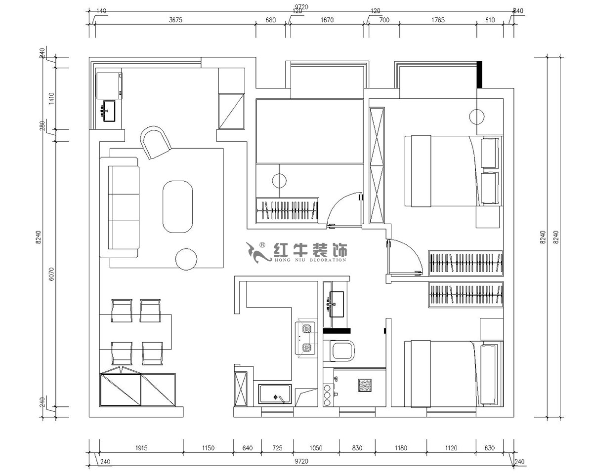 朱明琪｜仙林國(guó)際J-1802-95㎡-現(xiàn)代簡(jiǎn)約風(fēng)格｜3室2廳1衛(wèi)｜新房裝修｜成品家￥131929｜全包13萬｜00_02平面布置圖