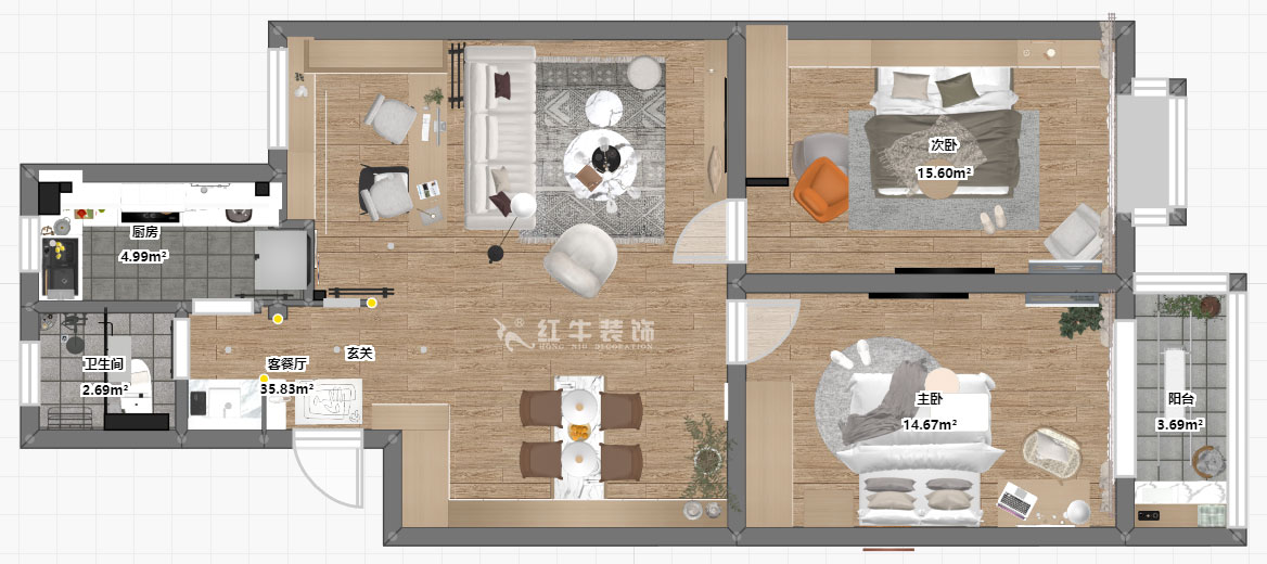 顧娟｜愛達花園紫藤園6-18-401-96㎡-北歐風(fēng)格｜3室2廳1衛(wèi)｜舊房裝修｜定制家￥121200｜全包12