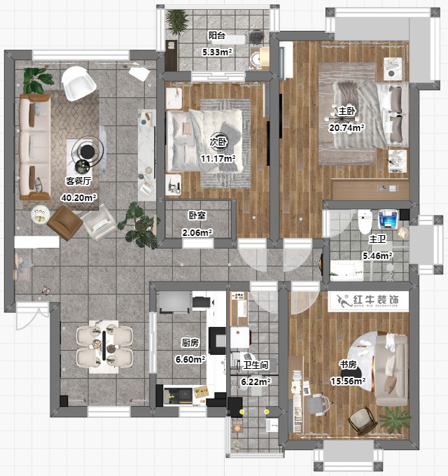吳波｜仁恒翠竹園33-504-138㎡-現(xiàn)代風格｜3室2廳2衛(wèi)｜新房裝修｜定制家￥155631｜全包15