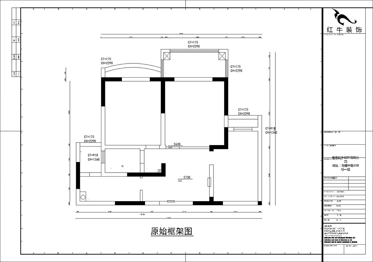 【實(shí)景案例】孟憲濤｜銀河灣福苑-95㎡-簡(jiǎn)歐風(fēng)格｜2室2廳1衛(wèi)｜婚房裝修｜定制家｜全包14萬｜00_01匯景國際原始框架圖