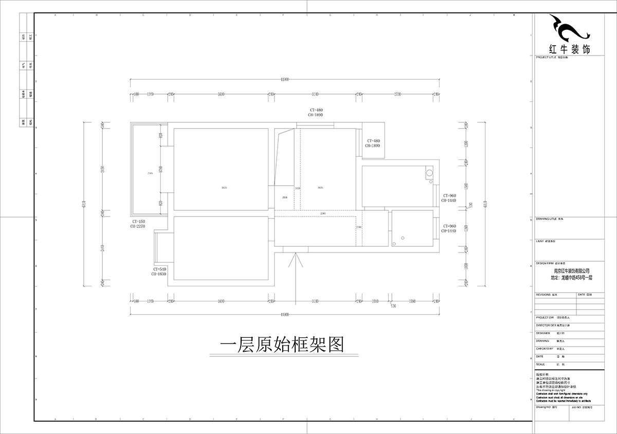 孟憲濤｜堯順佳園2期60-606-72㎡-簡(jiǎn)約風(fēng)格｜3室1廳1衛(wèi)｜新房裝修｜定制家｜全包11萬(wàn)｜00_01一層原始框架圖