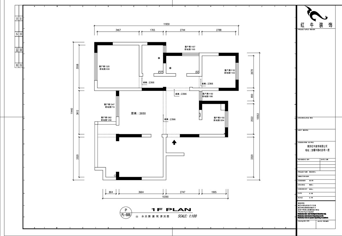 魏明花｜山水云房37-1502-123㎡-現(xiàn)代簡(jiǎn)約風(fēng)格｜3室2廳2衛(wèi)｜毛坯房裝修｜定制家｜全包12萬｜00_01建筑原況圖