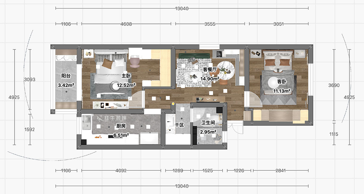 顧娟｜大光路36號(hào)3-301-60㎡-現(xiàn)代風(fēng)格｜2室2廳1衛(wèi)｜舊房裝修｜定制家｜全包11