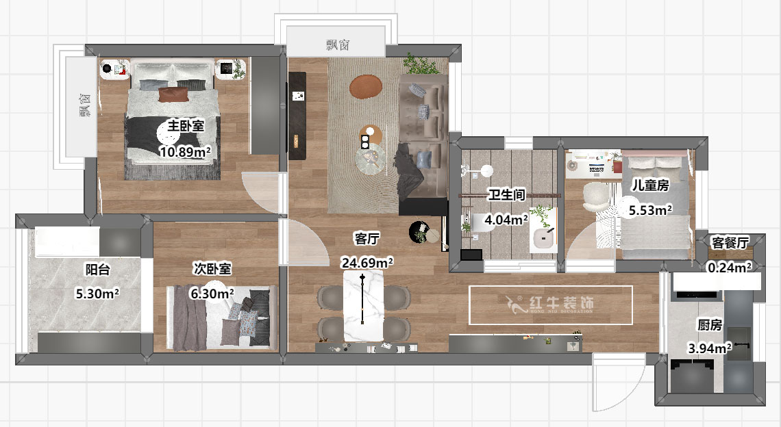 劉曉芳｜樂業(yè)西苑1-2306-86㎡-現(xiàn)代輕奢風格｜3室2廳1衛(wèi)｜毛坯房裝修｜定制家｜全包9