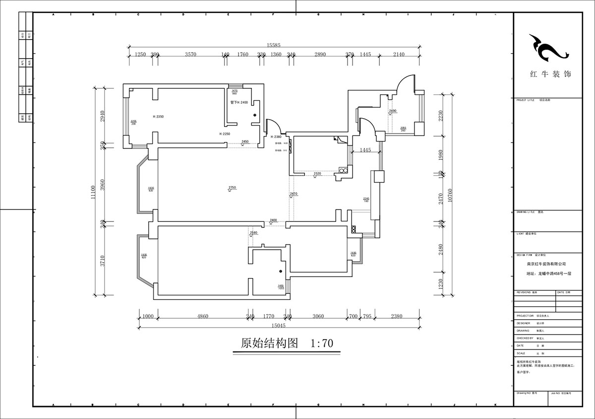 蔣琛｜御江金城11-3-2206-140㎡-法式奶油風(fēng)格｜3室2廳2衛(wèi)｜新房裝修｜定制家｜全包23萬(wàn)｜00_01原始結(jié)構(gòu)圖