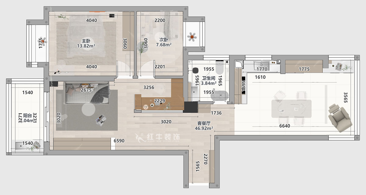 劉萍萍｜匯景園A203-90㎡-現代簡約風格｜2室2廳1衛(wèi)｜新房裝修｜定制家｜全包12