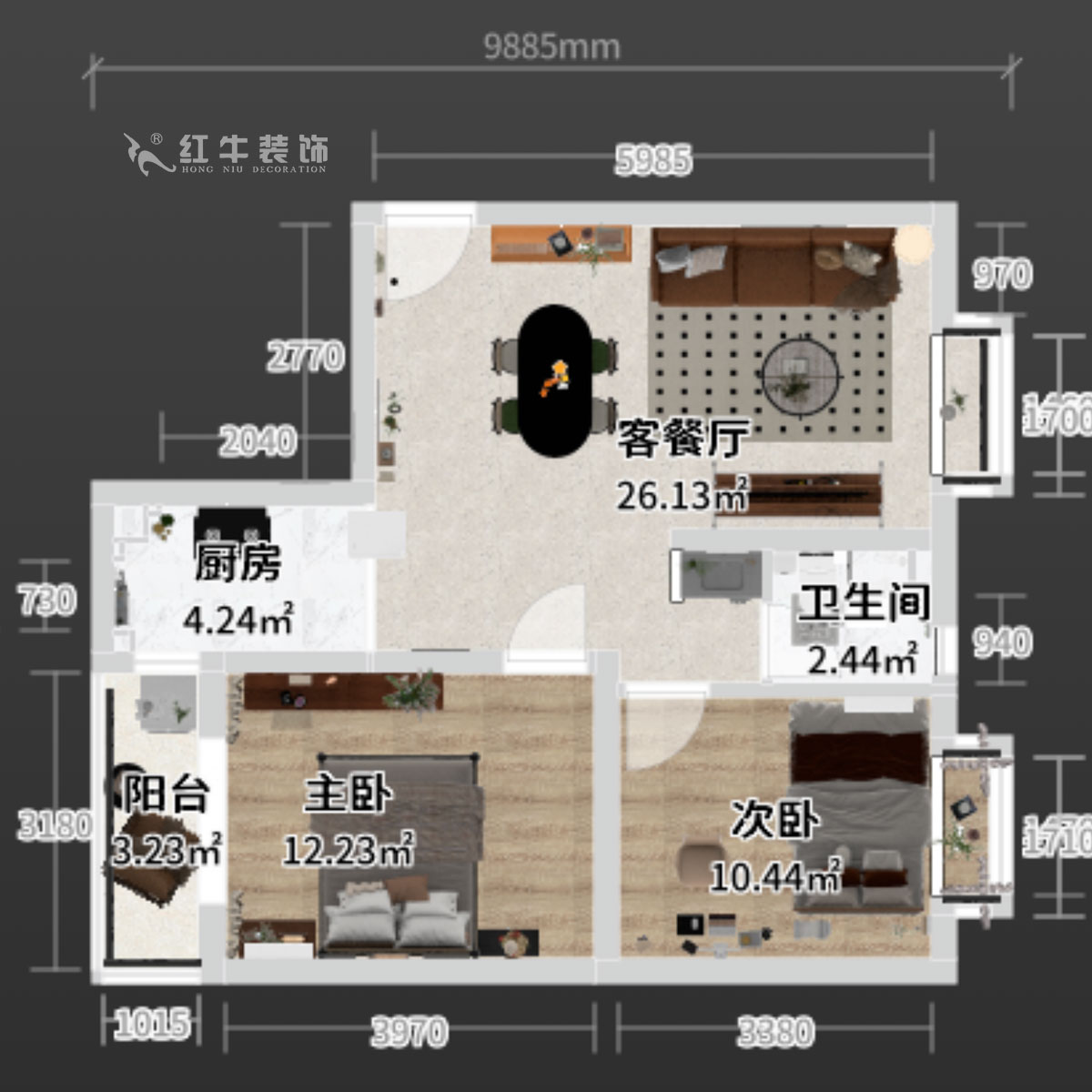 蔣?。偌液骰▓@倫敦城23-801-75㎡-復(fù)古風(fēng)｜2室1廳1衛(wèi)｜二手房裝修｜定制家｜全包12萬(wàn)｜00_03平面彩圖