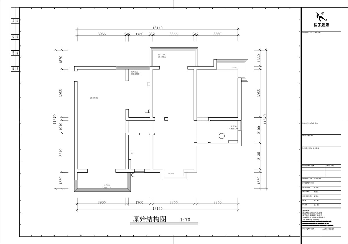 蔣琛｜蔚藍(lán)星座1-804-130㎡-現(xiàn)代簡約風(fēng)格｜3室2廳2衛(wèi)｜老房裝修｜定制家｜全包19萬｜00_01原始結(jié)構(gòu)圖