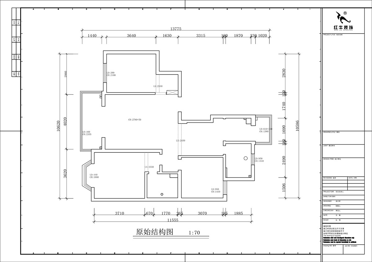 蔣?。汩坷?-2-901-108㎡-現(xiàn)代簡約風格｜3室2廳2衛(wèi)｜老房裝修｜定制家｜全包16萬｜00_01原始結(jié)構(gòu)圖