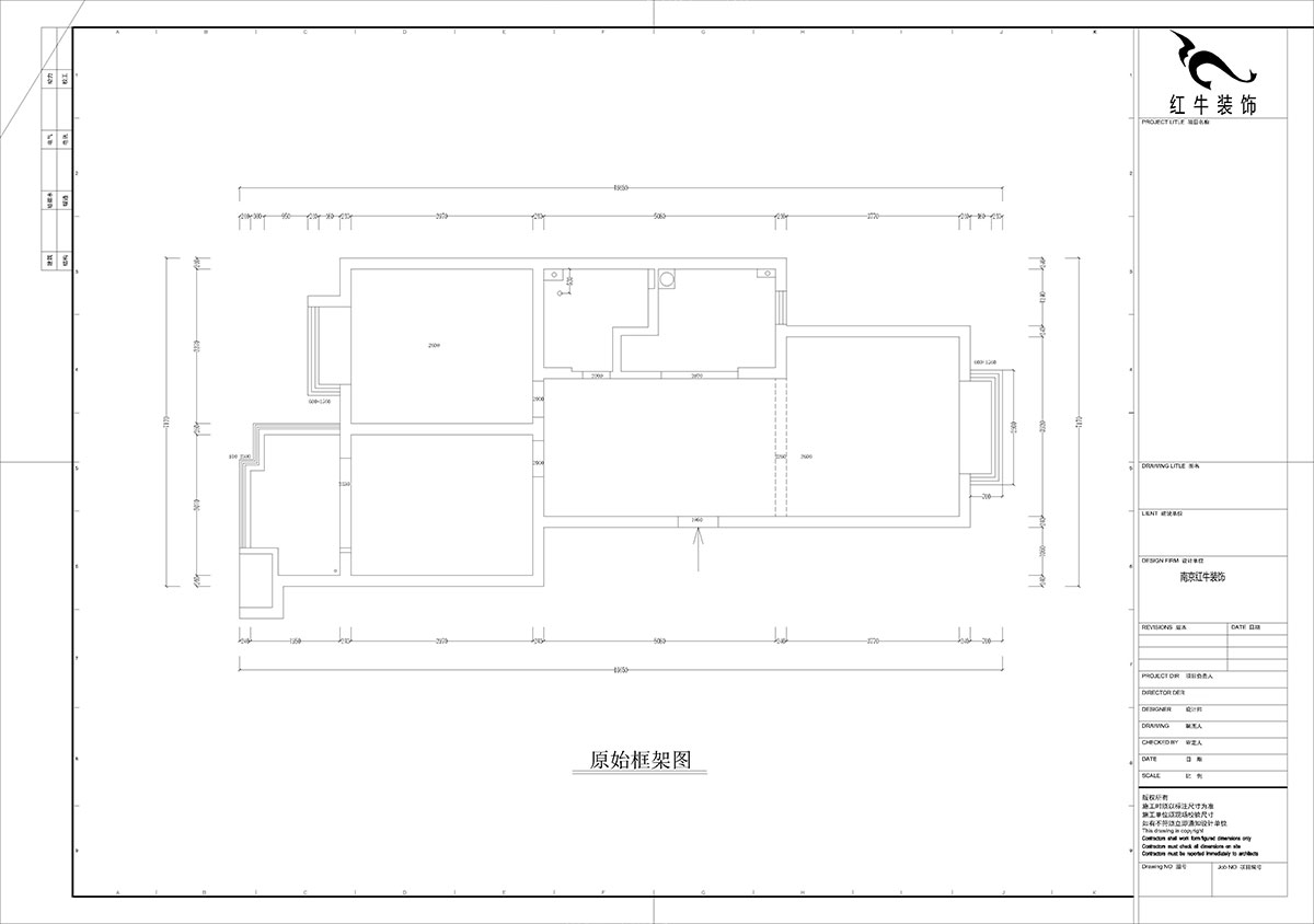 孟憲濤｜東城水岸5-202-99㎡-簡約風格｜2室2廳1衛(wèi)｜老房裝修｜定制家｜全包14萬｜00_01原始框架圖