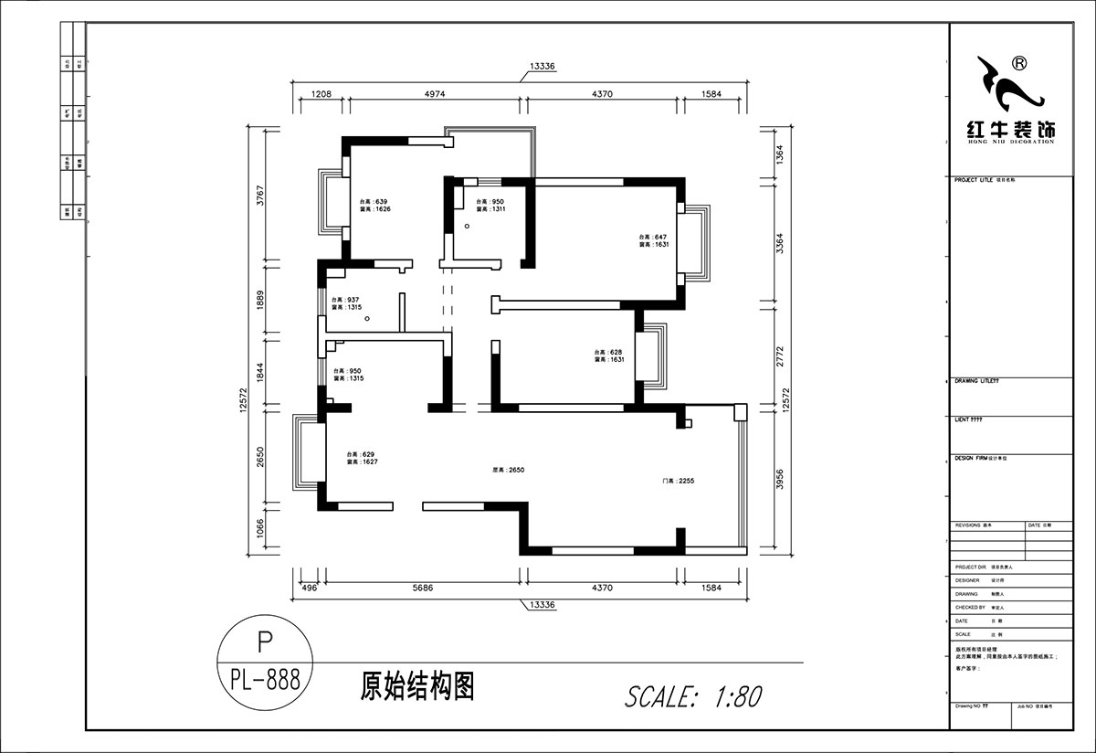 顧娟｜挪威森林13-501-125㎡-中古風(fēng)｜3室2廳2衛(wèi)｜舊房裝修｜定制家｜全包17萬｜00_01原始結(jié)構(gòu)圖
