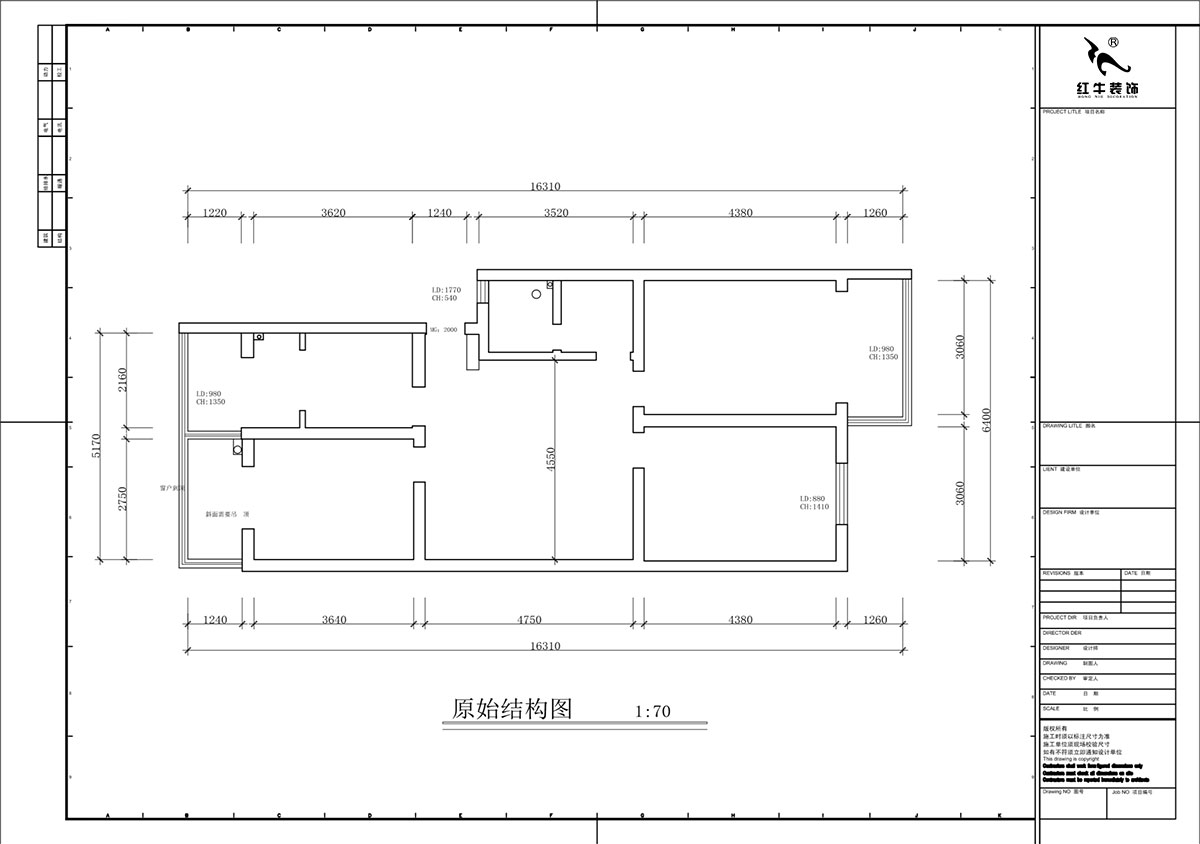 蔣琛｜金舟花園4-3-806-100㎡-現(xiàn)代簡約風(fēng)格｜3室2廳1衛(wèi)｜老房裝修｜定制家｜全包12萬｜00_01原始結(jié)構(gòu)圖