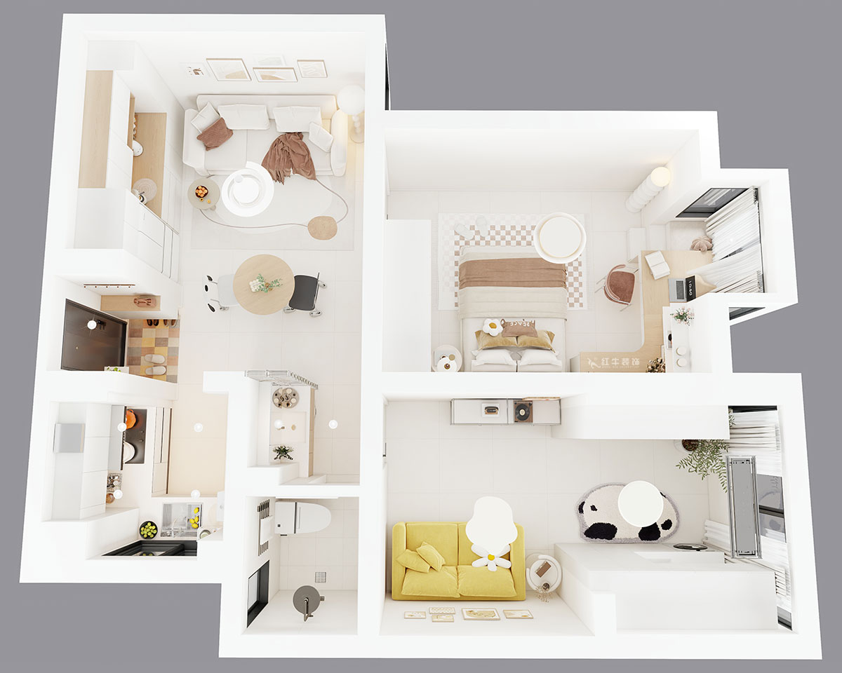 朱明琪|燕江新城山水苑10-2-1007-68㎡-簡(jiǎn)約風(fēng)格|2室1廳1衛(wèi)|老房裝修|定制家|全包8萬(wàn)|00_04鳥瞰圖